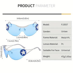 Y2K Pentagram Pattern Sunglasses UV Protection