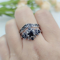 Unisex Gothic Moon Engagement Ring Set Anniversary Gift Jewelry