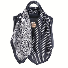 Paisley Polka Dot Print Bandana Satin Square Scarf Silk Head Wrap