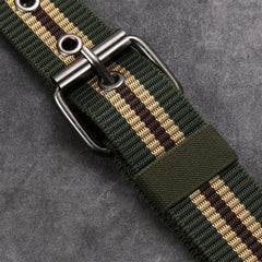 Men's Army Green Cloth Strap Square Belt