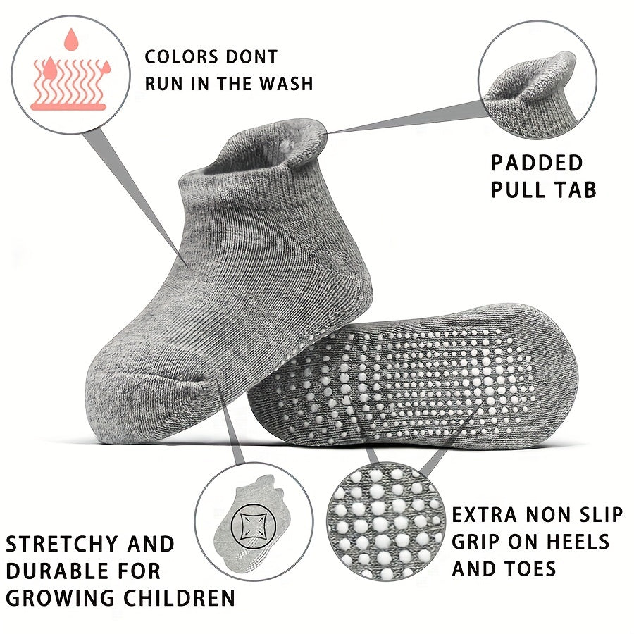 12 Pairs Boys Kids Socks With Grips Breathable Comfy Toddlers Children