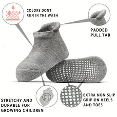 12 Pairs Boys Kids Socks With Grips Breathable Comfy Toddlers Children