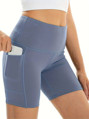 Women's Yoga Shorts High Waist with Side Pockets Tummy Control Workout Shorts