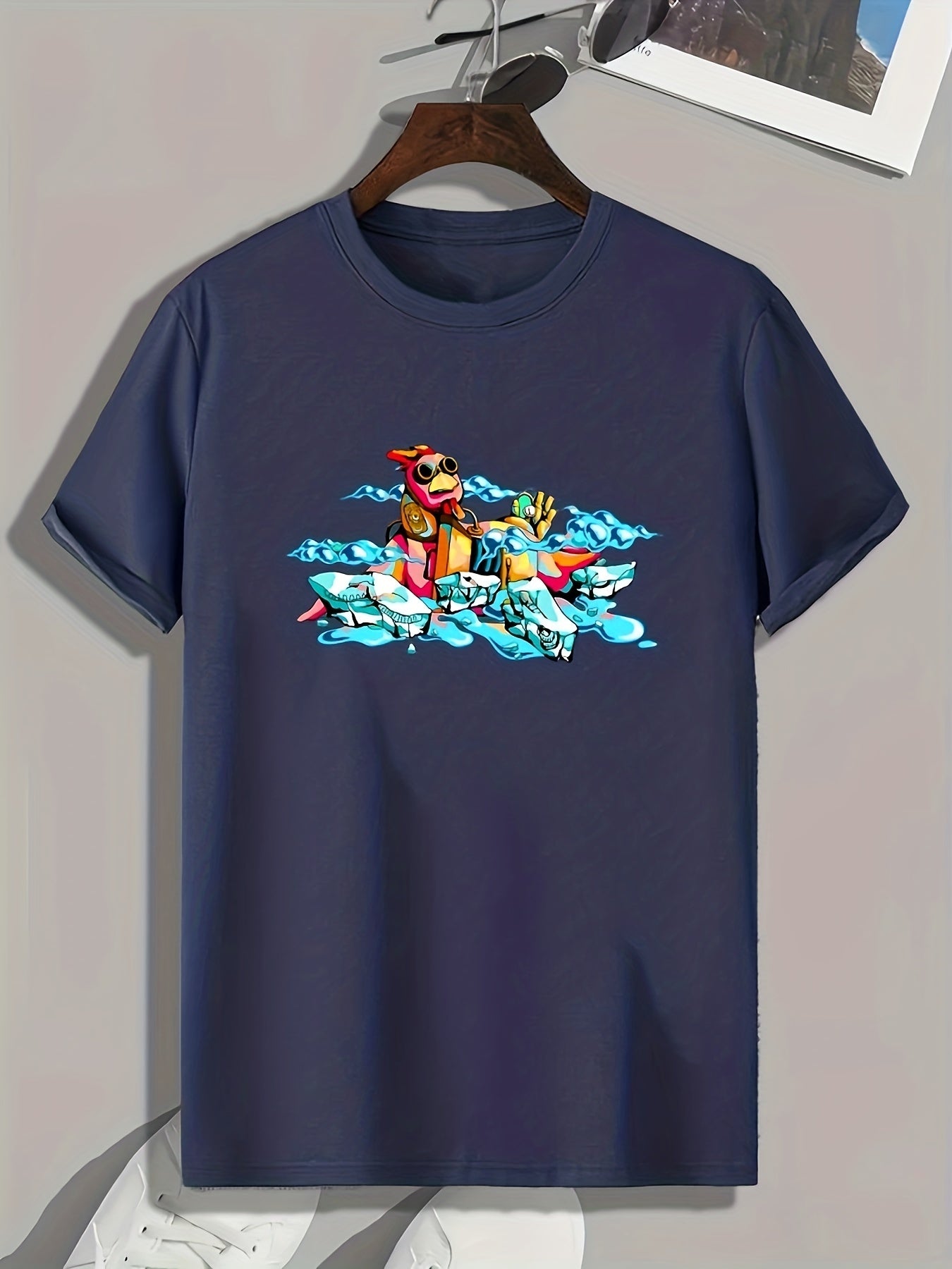 Cartoon Print Men's Graphic T-shirt for Summer