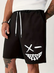 Smile Print Men's Drawstring Shorts
