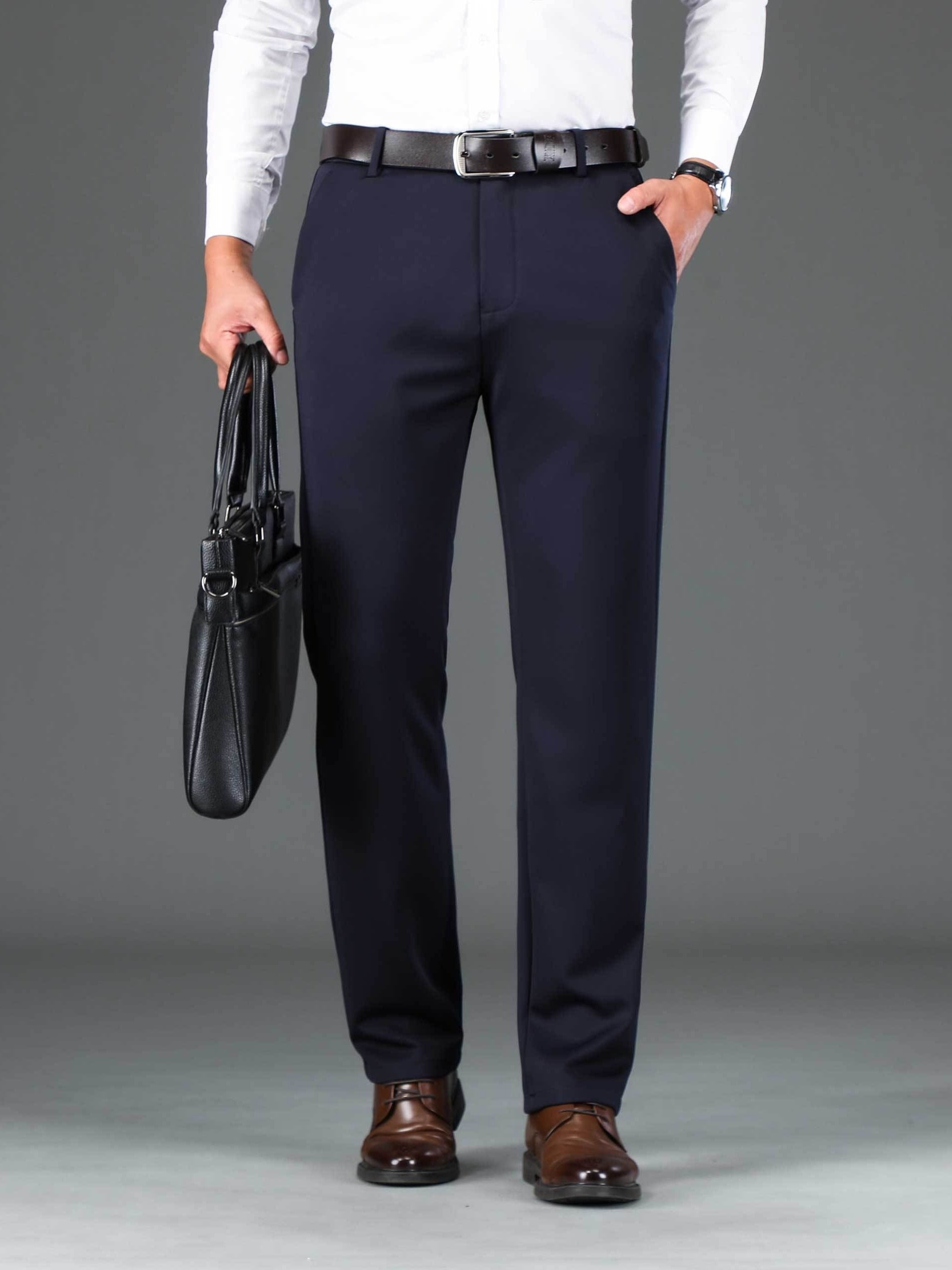 Men's Formal Solid Stretch Dress Pants for Business