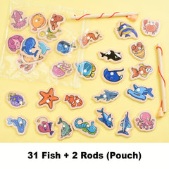 VPHWG Magnetic Wooden Fishing Game Educational Toy