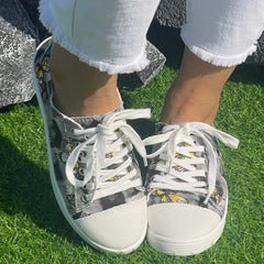Stripe Butterfly Pattern Flat Shoes Women's Shallow Mouth Casual Shoes