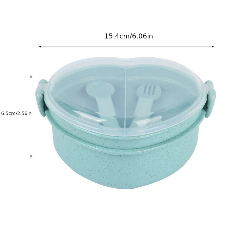 Heart Shaped Wheat Straw Lunch Box BPA Free Leakproof Food Container