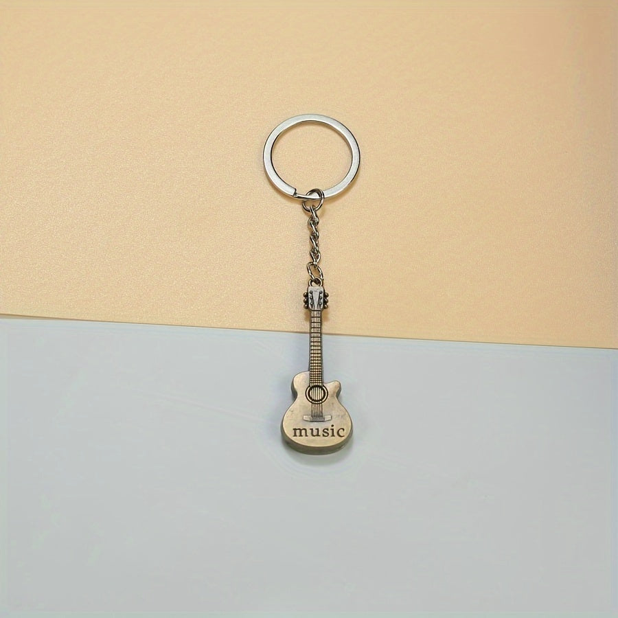 Metal Guitar Keychain Pendant Accessory Christmas Gift