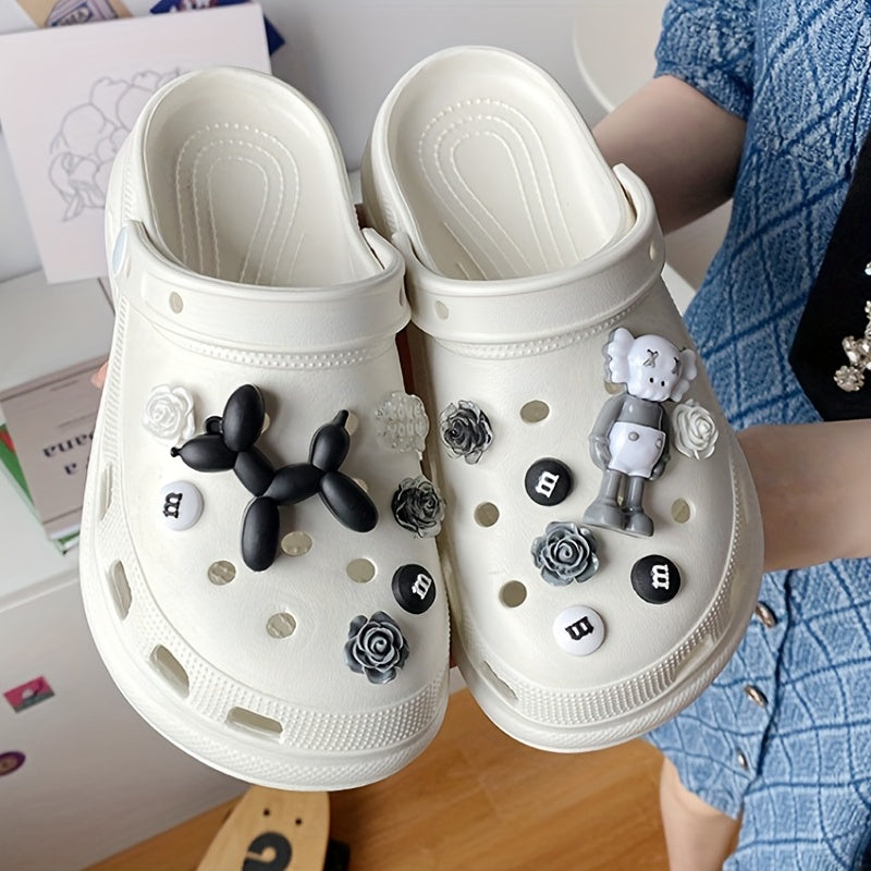 Women's Bear Charms Clogs Closed Toe Non Slip Slide Shoes