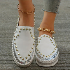 Studded Platform Loafers Low Top Slip On Shoes