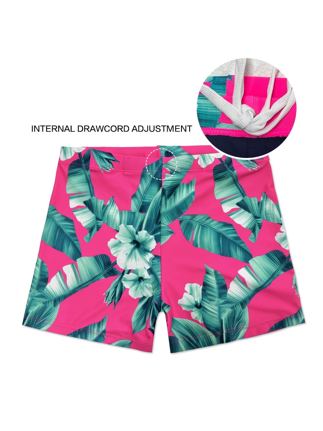 Men s Tropical Leaf & Floral Print Swim Boxers Hawaiian Style