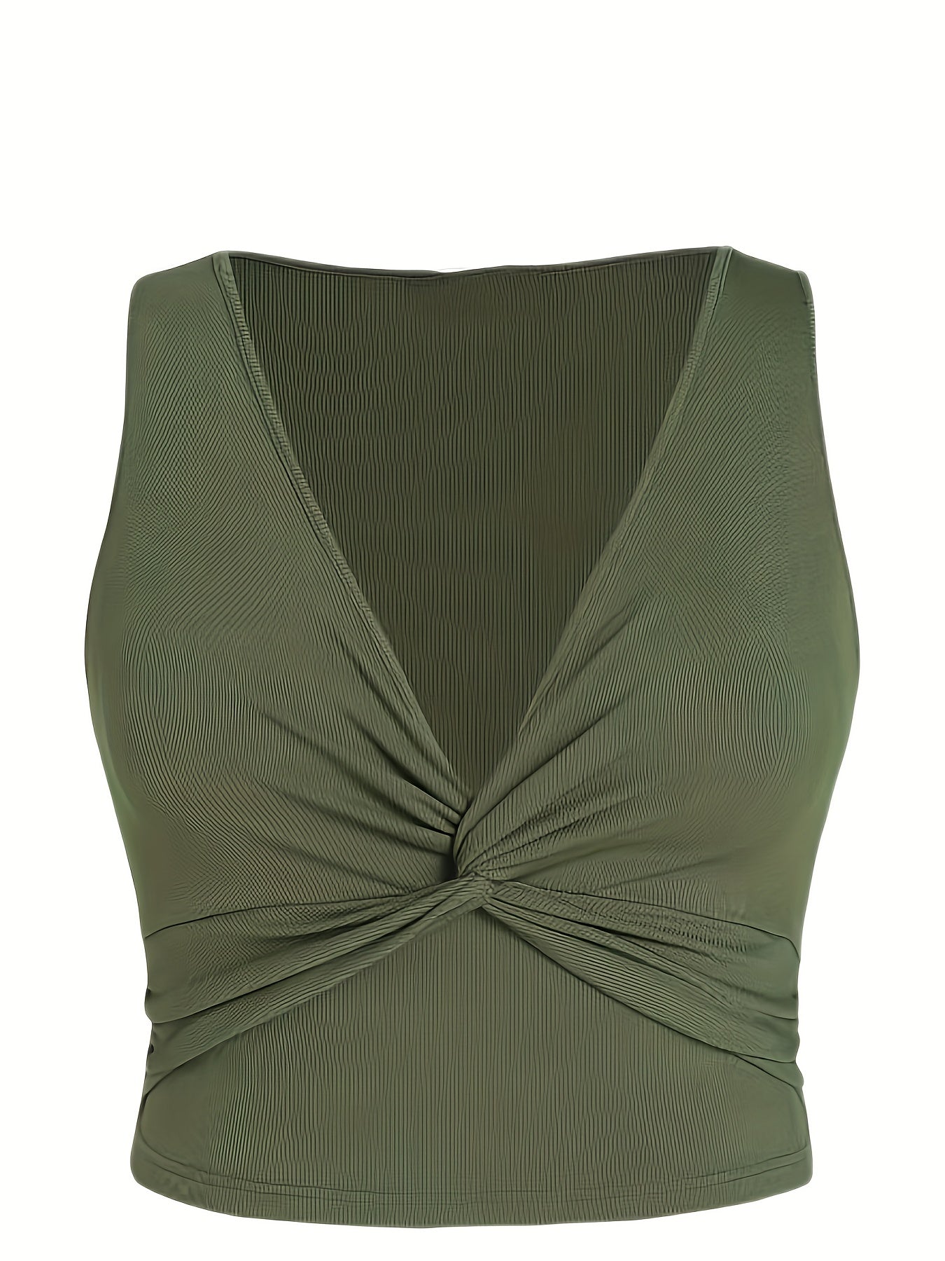 Ribbed Twist Front V Neck Vest Top