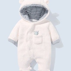 Cute & Cozy Baby Hooded Footed Bodysuit w/ 3D Ears