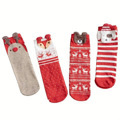 15 Pairs Cartoon & Christmas Fuzzy Socks Women's Stockings