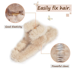4pcs Plush Hair Claw Clips Strong Hold Hair Barrettes Non Slip Hair Accessories