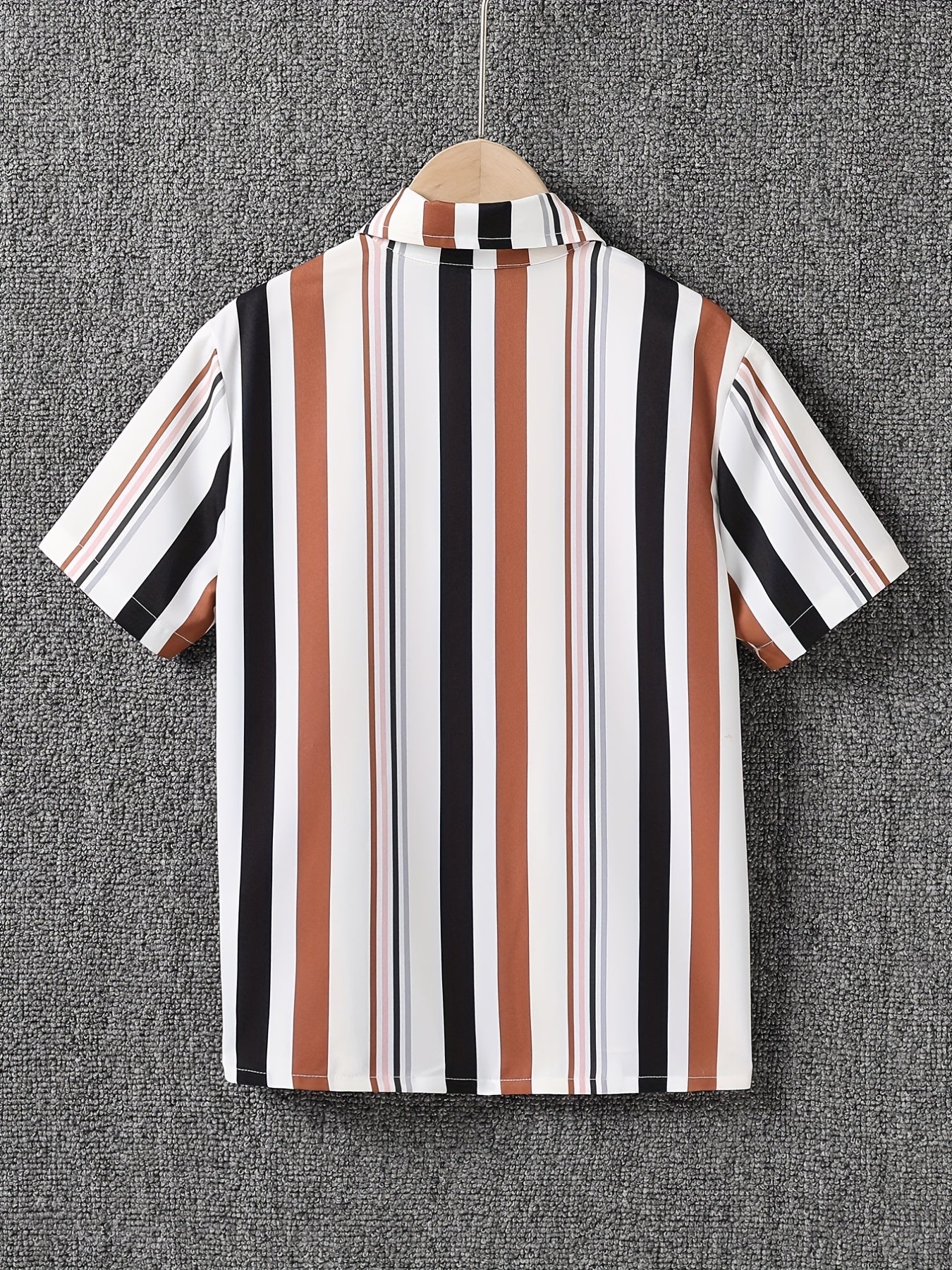 Boys Stripe Casual Lapel Shirt Short Sleeve Top for Summer