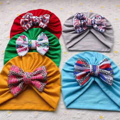 5pcs Baby Bow Hat Stretch Beanie Hat For Newborn Boys and Girls
