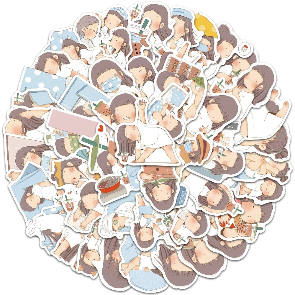 50pcs Cartoon Girl Stickers for Phone Notebook Water Cup Decoration