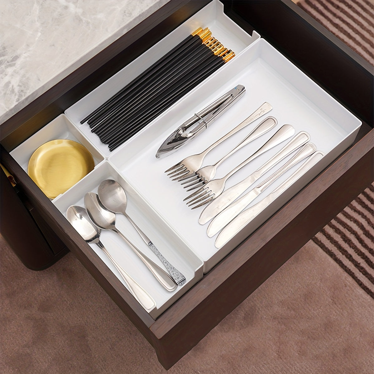 Plastic Makeup Drawer Storage Box With grids Stackable Storage Basket