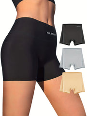 3pcs Letter Print Boyshort Panties Soft & Comfortable Stretch Panties