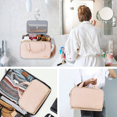 Large Capacity Toiletry Bag Portable Cosmetic Organizer Pink