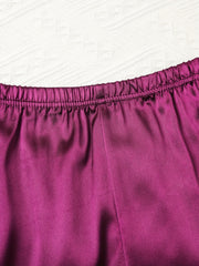 Satin Pajama Set Long Sleeve Top & Pants Women's Sleepwear