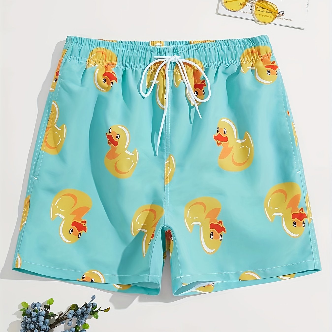 Men's Duck Graphic Swim Trunks Drawstring Swimwear