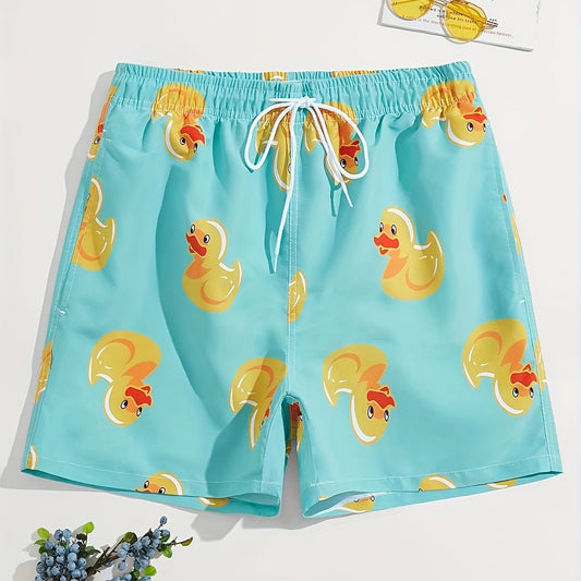 Men's Duck Graphic Swim Trunks Drawstring Swimwear