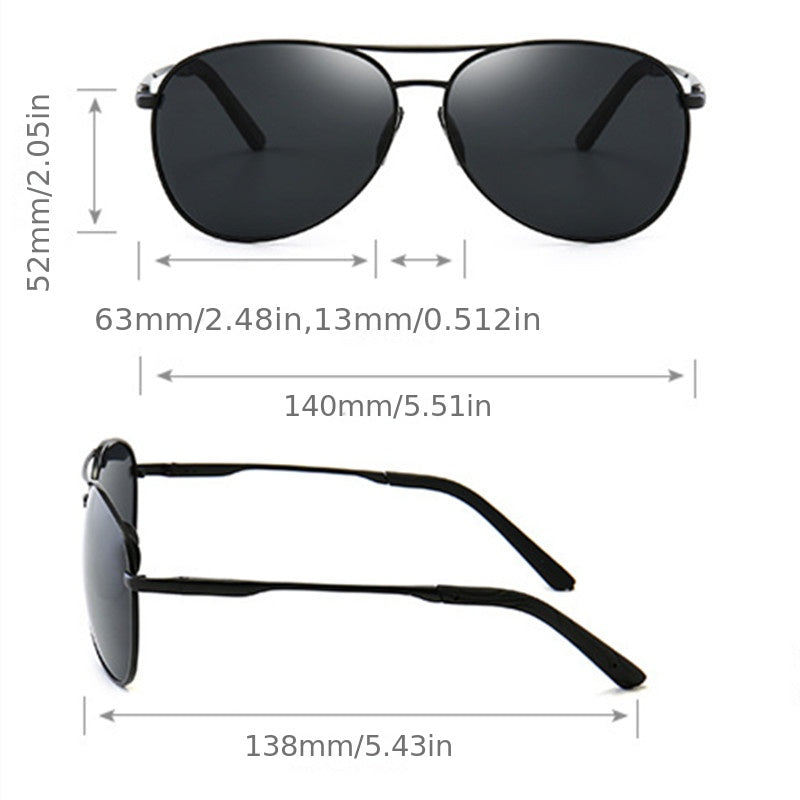 Men's Polarized Aviator Sunglasses UV400 Metal Double Beam Driving Glasses