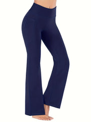Women's Flare Leggings With Pockets Bootcut Yoga Pants High Waist Tummy Control