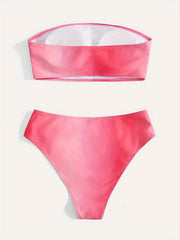 Ombre Print Padded Tube Bra & Panty Swimsuit