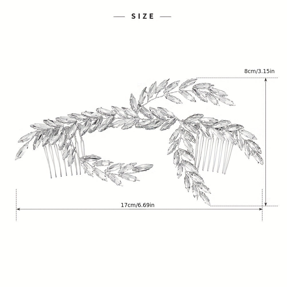 Chandelier Bridal Hair Comb Rhinestone Leaves Pair Comb