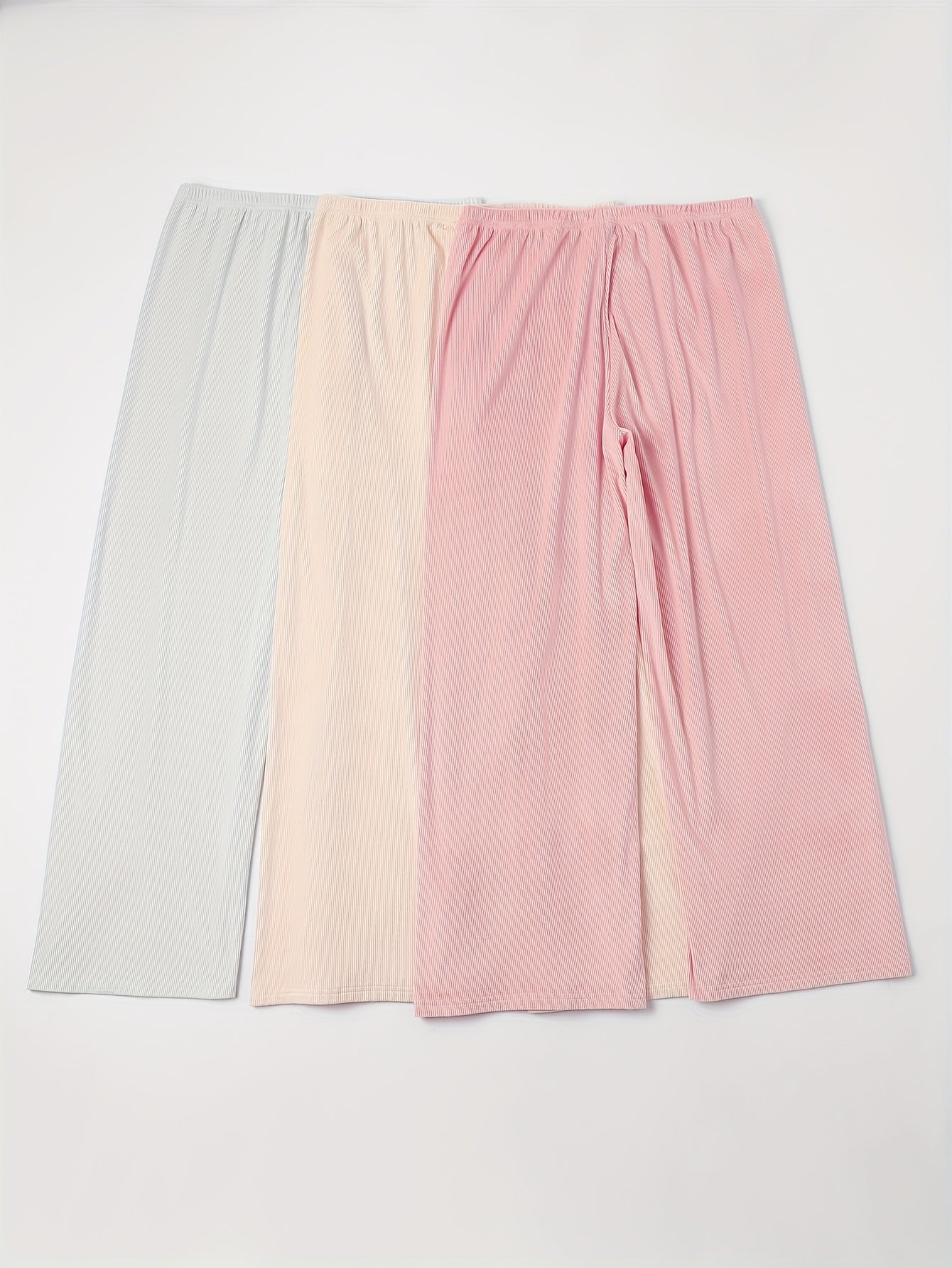 3 Pack Plus Size Velvet Lounge Bottoms Set High Waisted Pajama Trousers