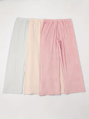 3 Pack Plus Size Velvet Lounge Bottoms Set High Waisted Pajama Trousers