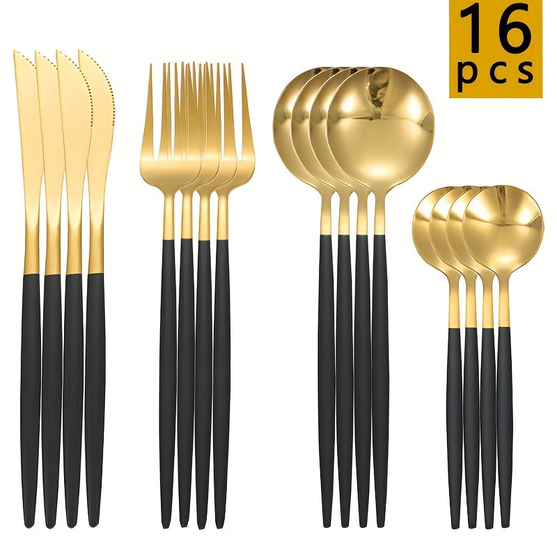 16pcs Stainless Steel Portuguese Steak Fork Spoon Set