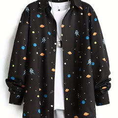 Astronaut Print Men's Long Sleeve Shirt