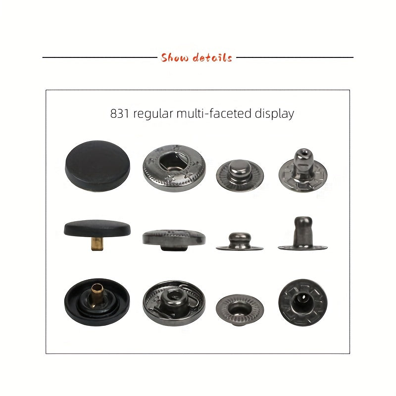 120pcs Leather Snaps Kit 15mm Metal Buttons w/ Tools Colorful