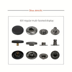120pcs Leather Snaps Kit 15mm Metal Buttons w/ Tools Colorful