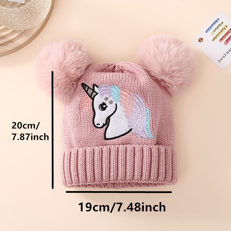 Winter Unicorn Knitted Hat for Kids, 1-3 Years, Birthday Gift