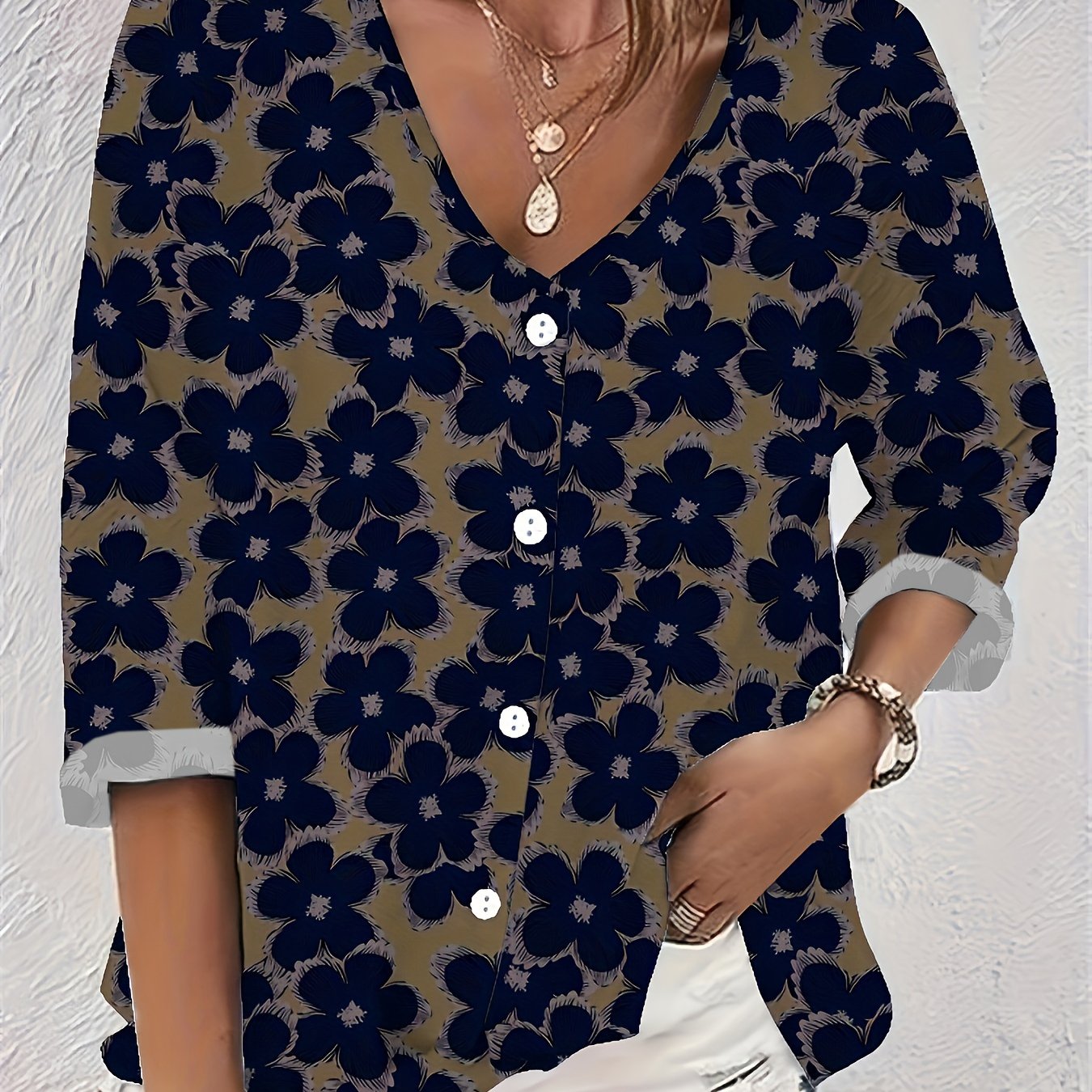Floral Print Long Sleeve Blouse