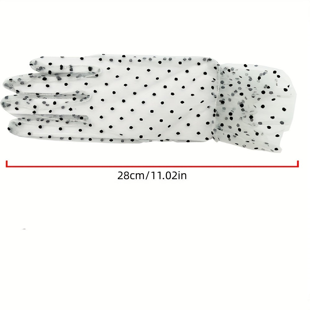 Transparent Dot Mesh Gloves Sunscreen Lace Gloves