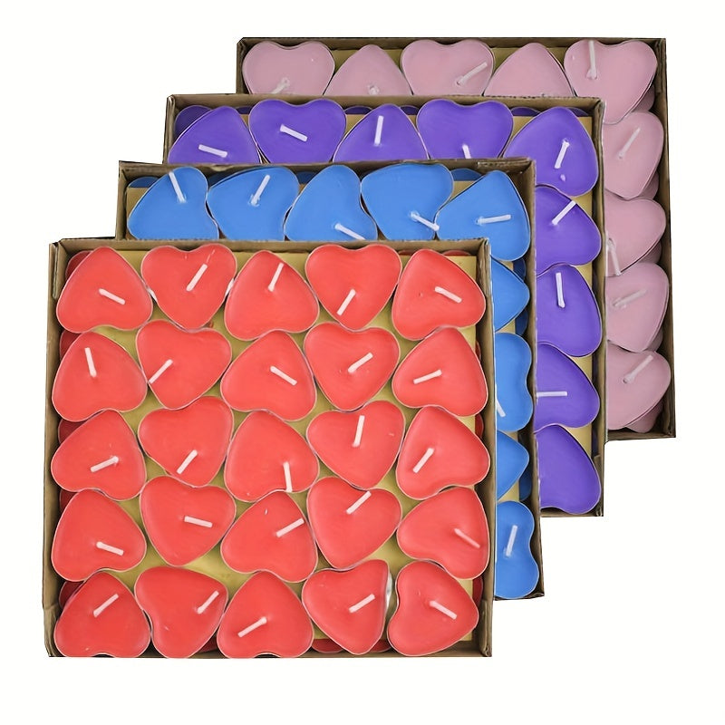 50pcs Heart Shaped Tea Wax Candles for Proposal and Holiday Decoration