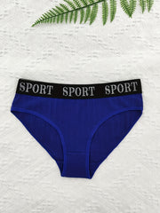 6pcs Letter Tape Sports Briefs Elastic Intimates Panties Women's Lingerie