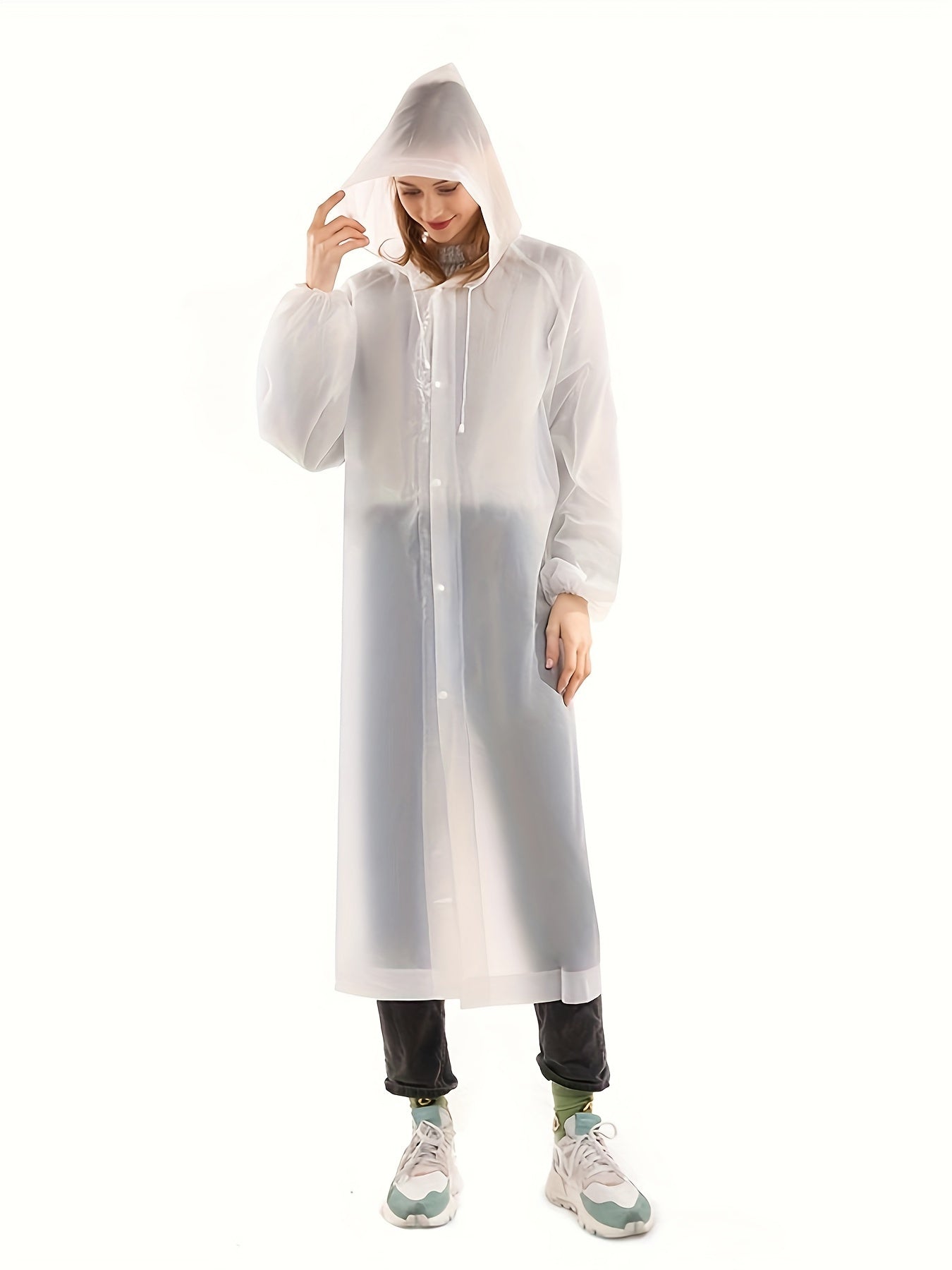 Portable Reusable Colorful Raincoat Hooded
