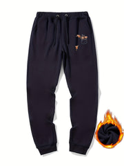 Men's Squirrel Print Fleece Sweatpants Drawstring Jogger Pants