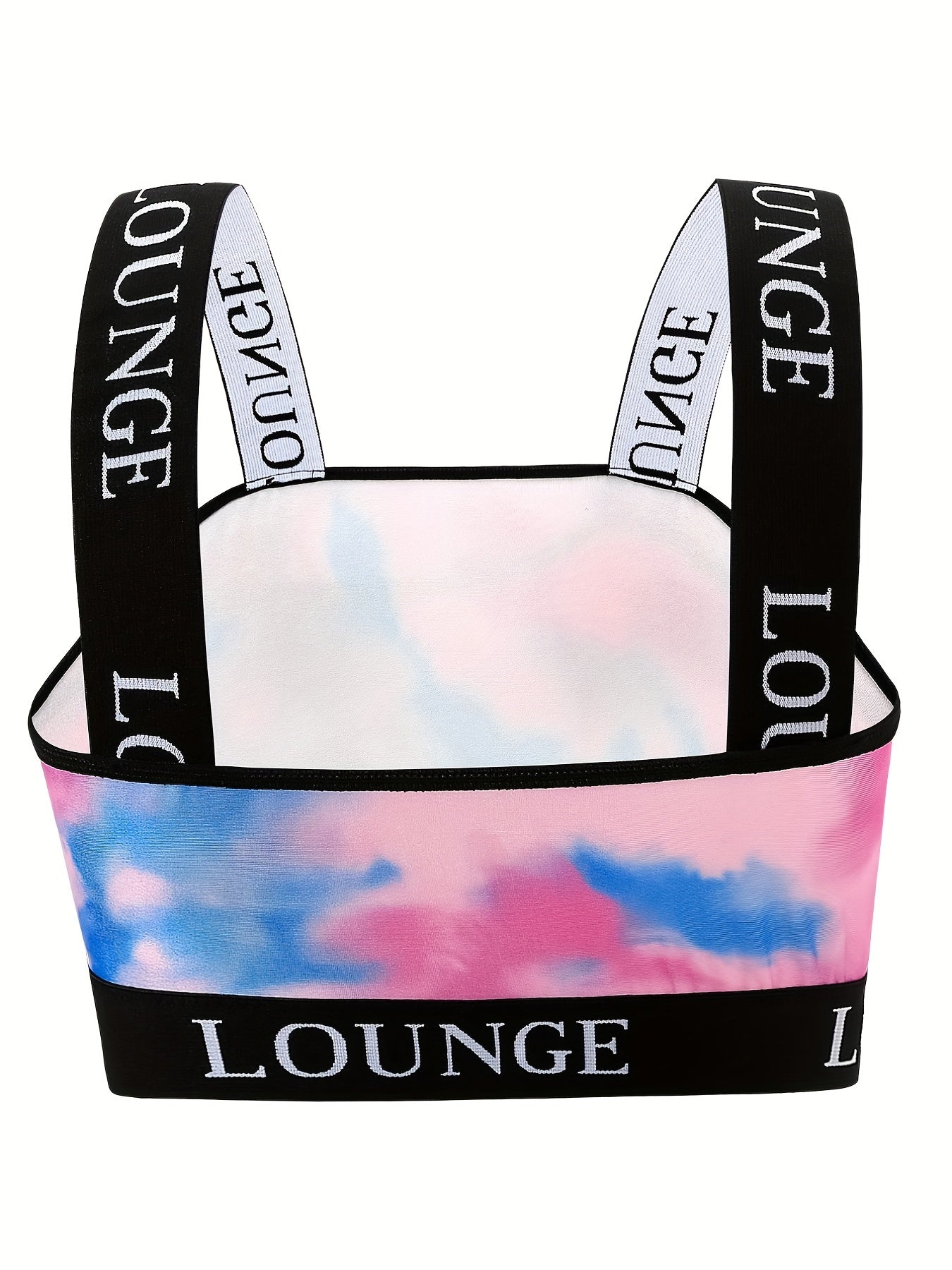 Sporty Tie Dye Letter Tape Plus Size Bra
