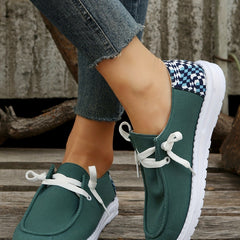 Women's Geometric Pattern Canvas Shoes Lightweight Loafers