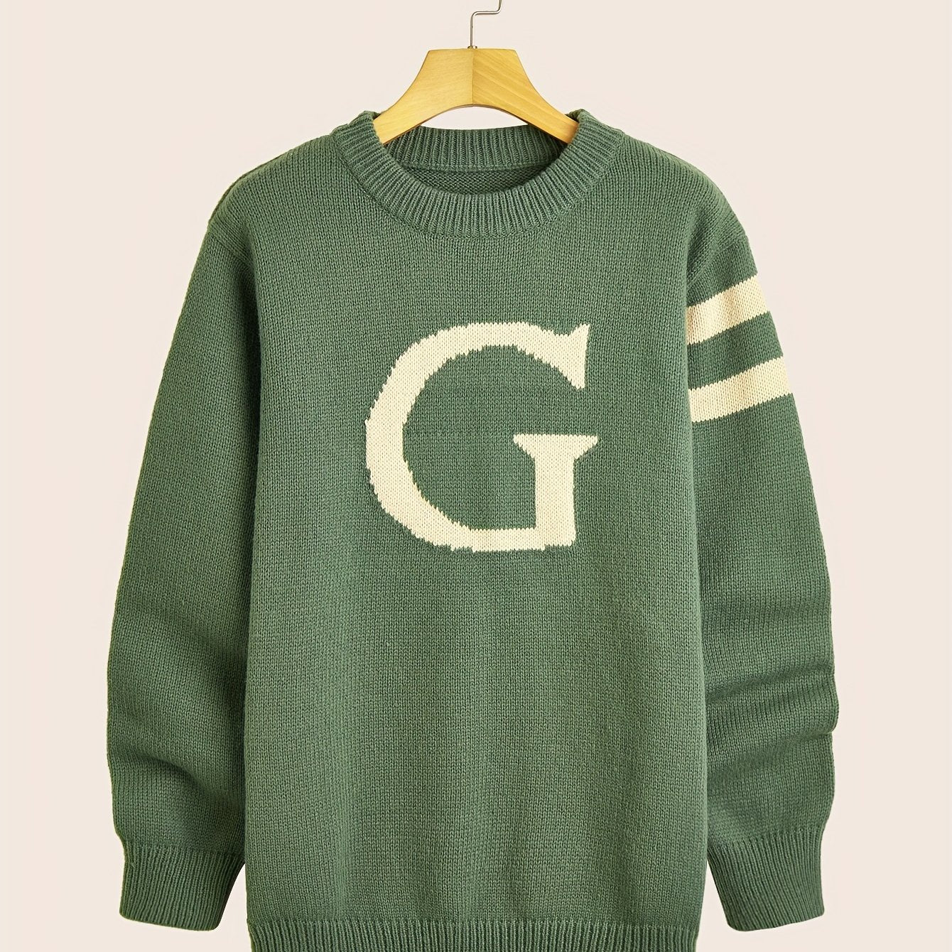 Men's ''G'' Pattern Sweater Warm Knit Pullover